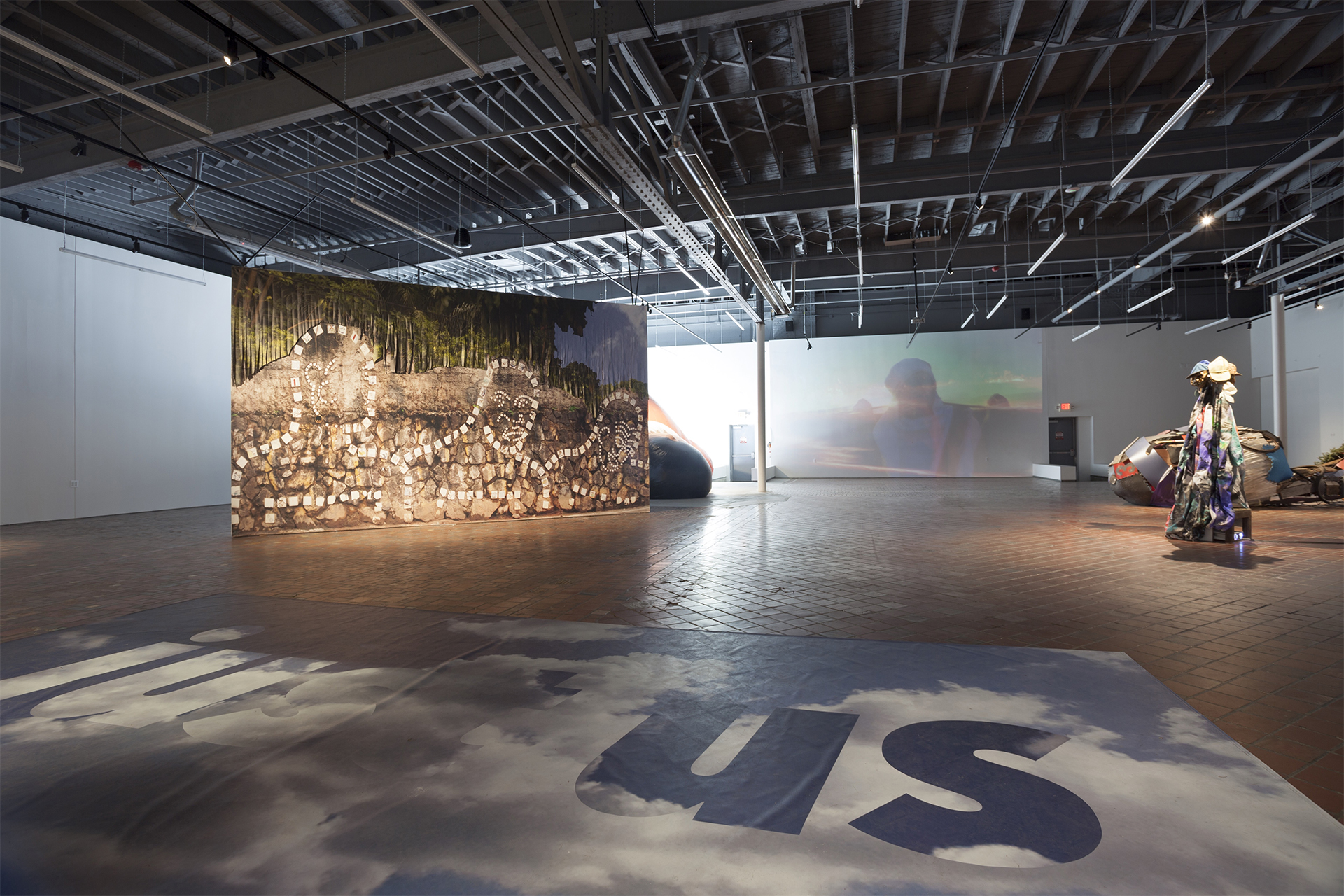 Installation view of the exhibition Sanford Biggers: Subjective Cosmology at MOCAD, 2017